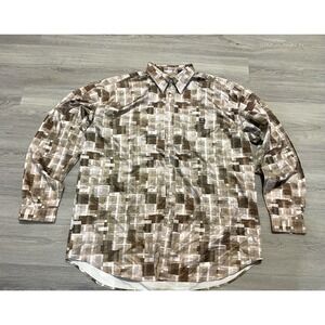 Enyce Clothing Co VTG Mens Button Up Shirt 2XL Brown Abstract 90s Streetwear Y2K